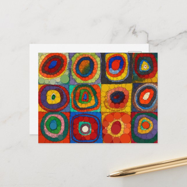 Colour Study, Infinity Dots by Wassily Kandinsky Holiday Postcard (Front/Back In Situ)
