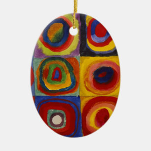Colour Study of Squares Circles Ceramic Ornament