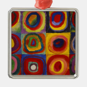 Colour Study of Squares Circles Metal Ornament