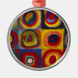 Colour Study of Squares Circles Metal Ornament