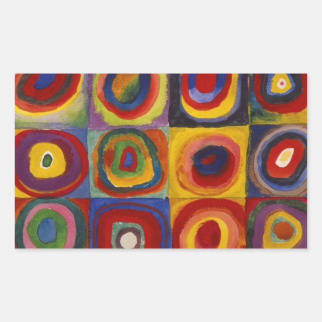 Colour Study of Squares Circles Rectangular Sticker (Front)