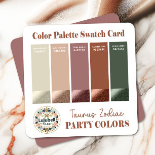 Colour Swatch Palette Card for Taurus Zodiac Sign 