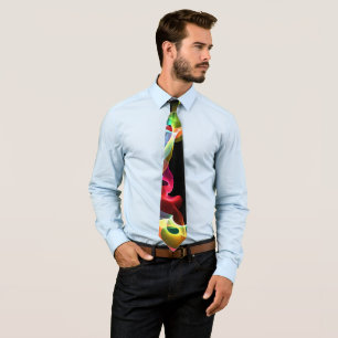 Colour Swirl Abstract on Black Neck Tie