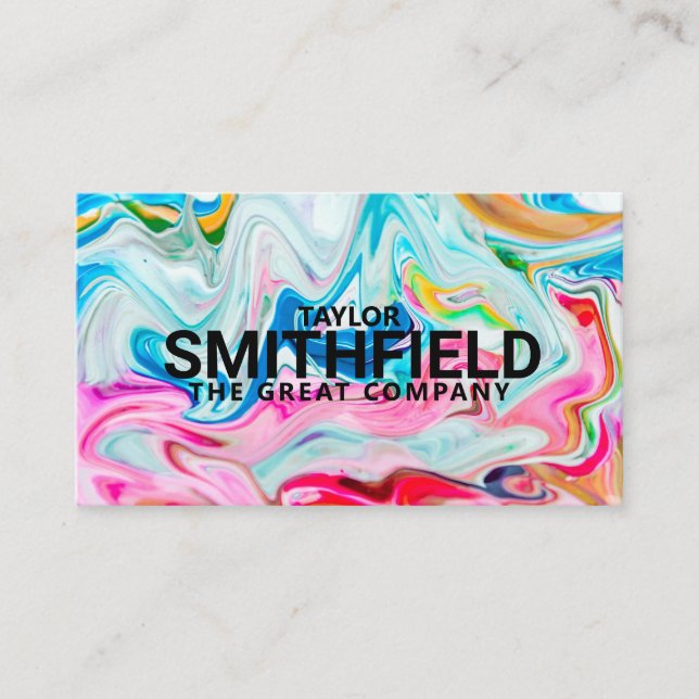 Colour Swirl Abstract Watercolor Pattern Business Card (Front)