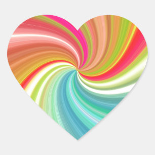 Colour Swirl Rainbow Twist Heart Sticker