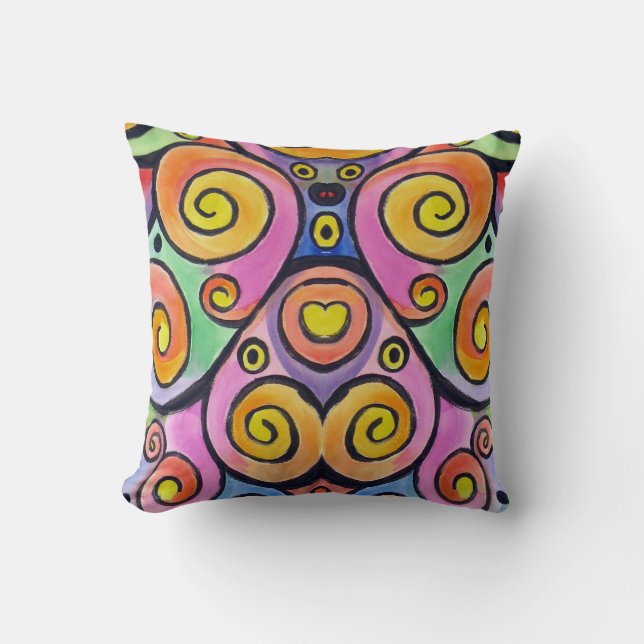 Colour Swirls Abstract Watercolor Art Pillow (Front)