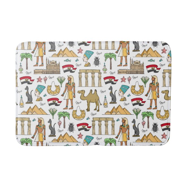 Colour Symbols of Egypt Pattern Bath Mat (Front)