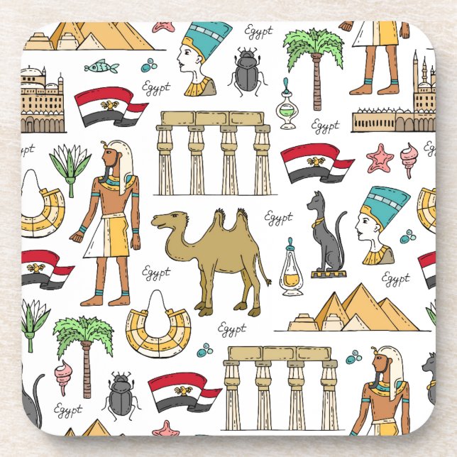 Colour Symbols of Egypt Pattern Coaster (Front)
