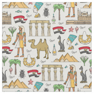 Colour Symbols of Egypt Pattern Fabric