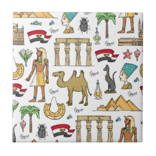 Colour Symbols of Egypt Pattern Tile
