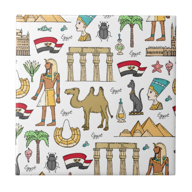 Colour Symbols of Egypt Pattern Tile (Front)