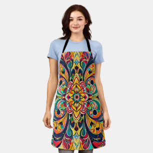 Colour Symphony Mandala – Bold Psychedelic Floral Apron