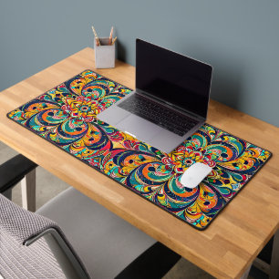 Colour Symphony Mandala – Bold Psychedelic Floral Desk Mat