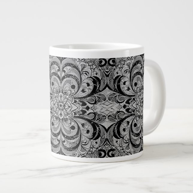 Colour Symphony Mandala – Bold Psychedelic Floral Large Coffee Mug (Front Right)