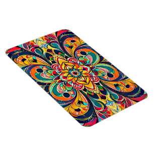 Colour Symphony Mandala – Bold Psychedelic Floral Magnet