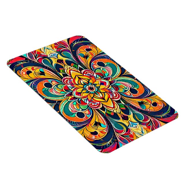 Colour Symphony Mandala – Bold Psychedelic Floral Magnet (Right Side)