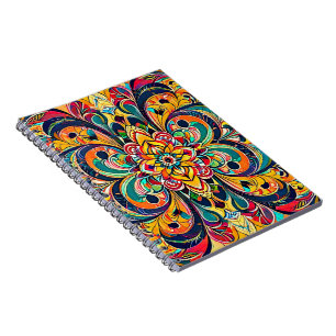 Colour Symphony Mandala – Bold Psychedelic Floral Notebook