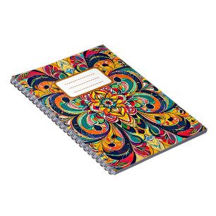 Colour Symphony Mandala – Bold Psychedelic Floral Notebook