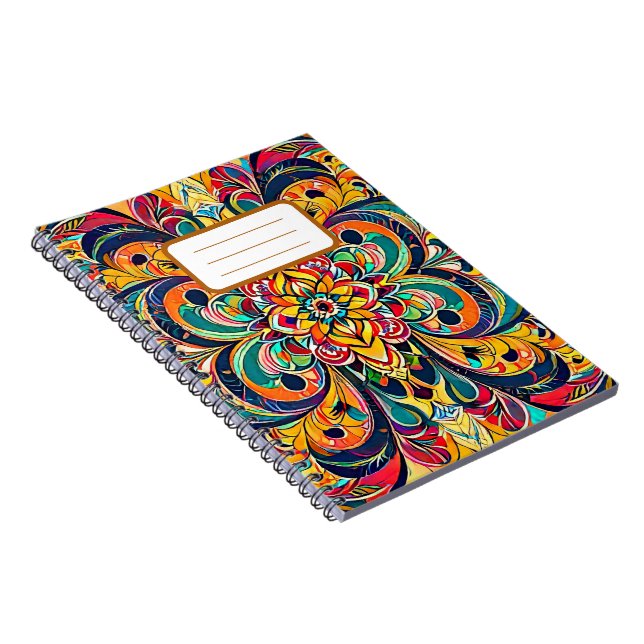 Colour Symphony Mandala – Bold Psychedelic Floral Notebook (Right Side)