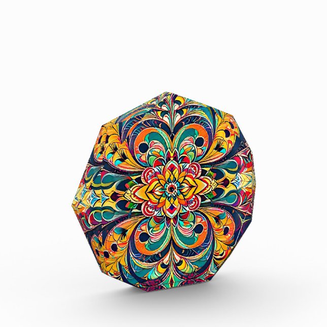 Colour Symphony Mandala – Bold Psychedelic Floral Photo Block (Left)