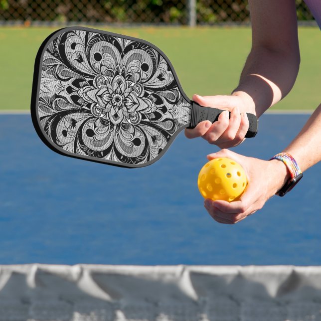 Colour Symphony Mandala – Bold Psychedelic Floral Pickleball Paddle (Insitu)
