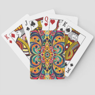 Colour Symphony Mandala – Bold Psychedelic Floral Playing Cards