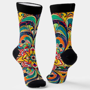 Colour Symphony Mandala – Bold Psychedelic Floral Socks