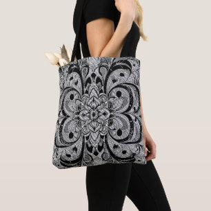 Colour Symphony Mandala – Bold Psychedelic Floral Tote Bag