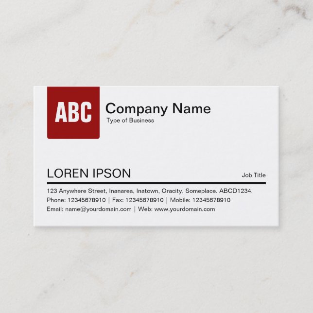 Colour Tab - Ruby Red Business Card (Front)
