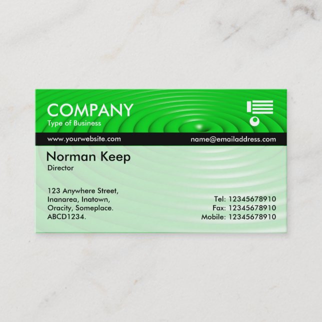 Colour Tex Banded - Concentric Rings - Green Business Card (Front)