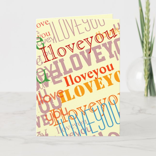 colour text i love you card (Front)