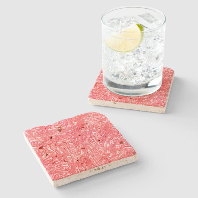Colour texture "pearly strawberry cream" stone coaster (Side)