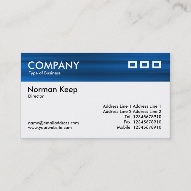 Colour Textured Header - Brushed Blue Business Card (Front)