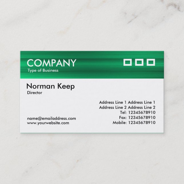 Colour Textured Header - Brushed Green Business Card (Front)