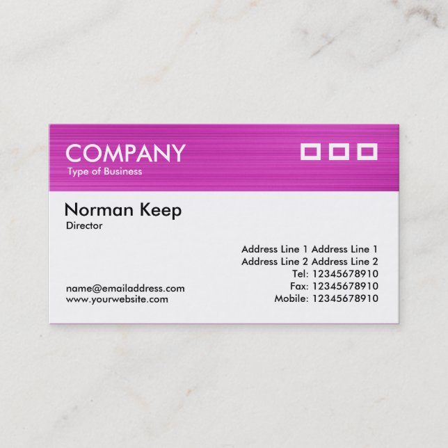 Colour Textured Header - Brushed Magenta Business Card (Front)