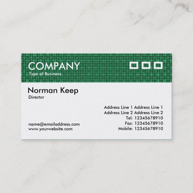 Colour Textured Header - Green Fabric Business Card (Front)