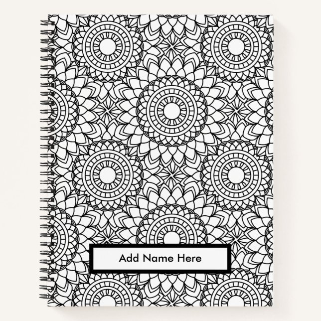 Colour the Cover Floral Customisable Name  Notebook (Front)