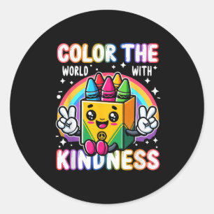 Colour The World With Kindness Crayon Mental Healt Classic Round Sticker