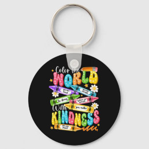 Colour The World With Kindness Teacher Funny Back Key Ring