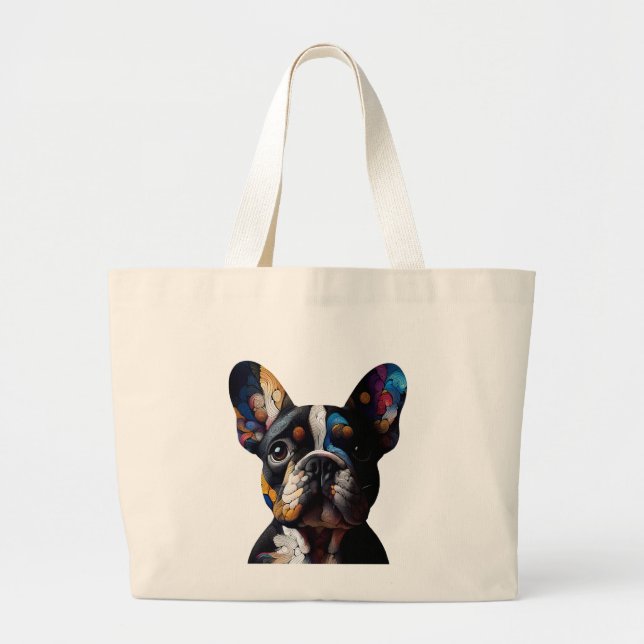 Colour Theory Frenchie Large Tote Bag (Front)