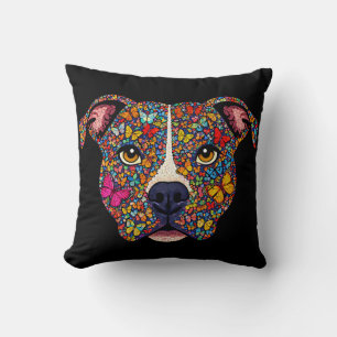 Colour Therapy Butterfly Dog Portrait Pitbull Mama Cushion