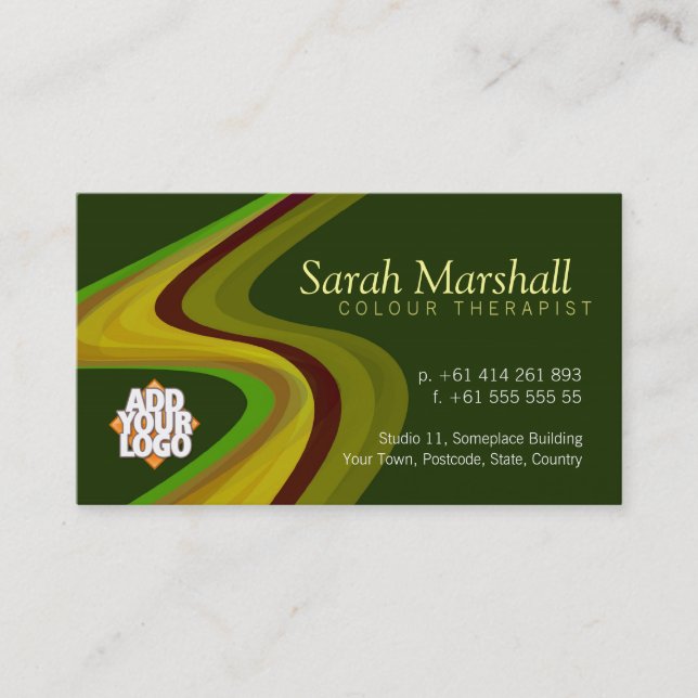 Colour Therapy Green/Yellow with Logo Business Car Card (Front)