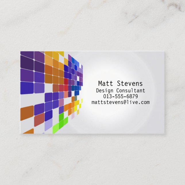 Colour Tile Grid Violet Brown Business Card (Front)