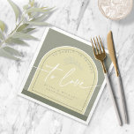 Colour Tones Eucalyptus Wedding To Love Grn ID901 Napkin<br><div class="desc">With a colour palette from ivory to spring green and dark moss, this wedding collection features a handwritten script font and eucalyptus leaf accents to add that wonderful modern touch. The paper napkin shown here has all the above with a striking arch design in shades of green topped by elegant...</div>