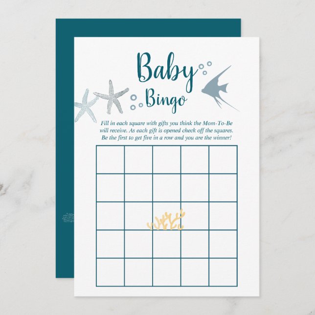 Colour trend Under the Sea Baby Shower Bingo Invitation (Front/Back)