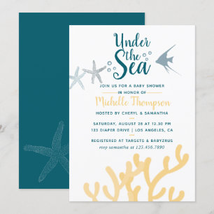 Colour trend Under the Sea Ocean themed Baby Showe Invitation