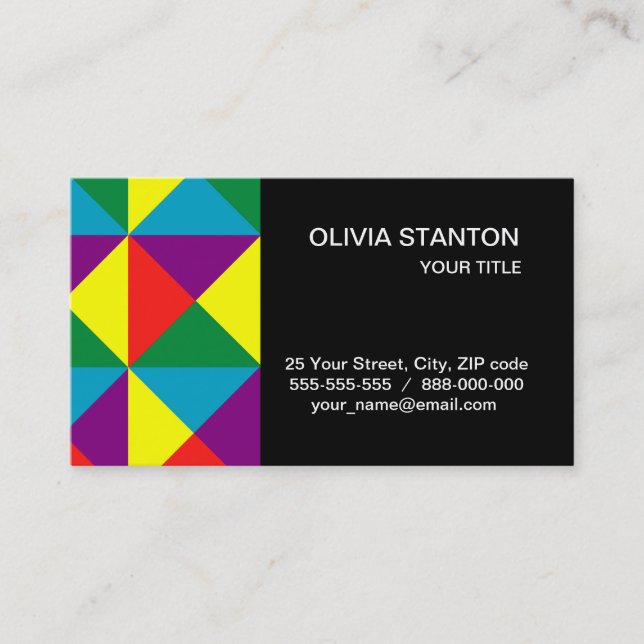 Colour triangles pattern business card (Front)