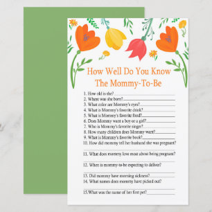 Colour tulips How well do you know baby shower gam