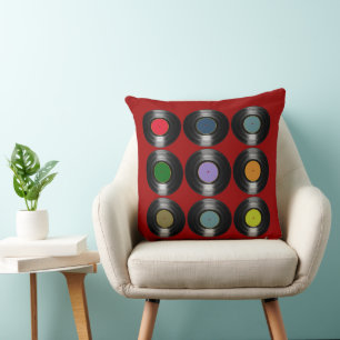 colour vinyl records pattern cushion