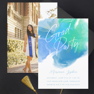 Colour Wash Blue Green Grad Party Invitation